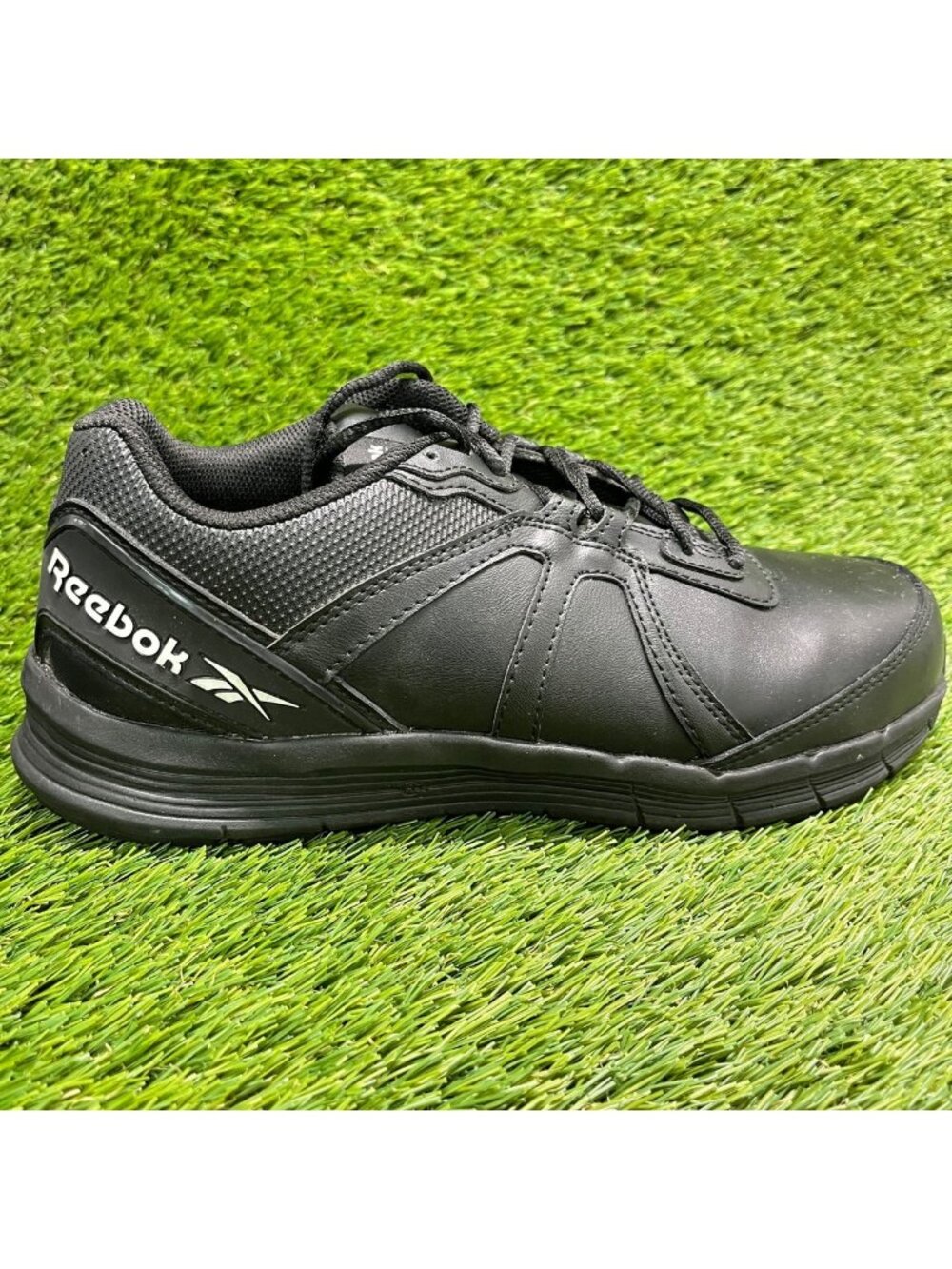 Reebok Guide SR Mens Size 9E Black White Leather Steel Toe Safety Work Shoes